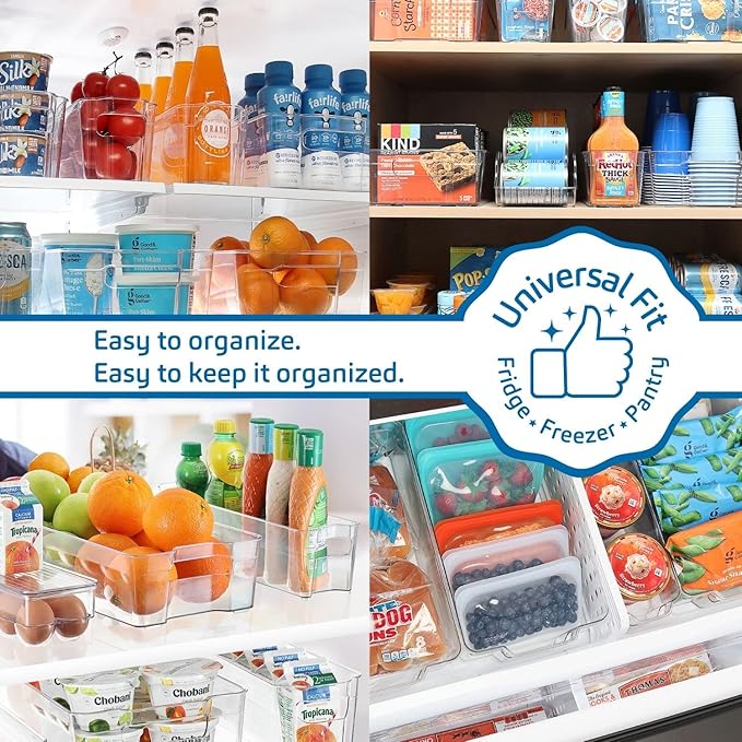 STORAGEBUD Fridge Organizer - 8 Pieces refrigerator organizer bins - Pantry Organization and Storage for Fridge & Refrigerator- BPA Free Freezer Organizer Bins