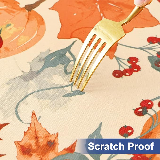homing Rectangle Table Cloth Cover, Waterproof Polyester Elastic Fitted Tablecloth, Fits for 6 Foot Folding Tables, Washable Table Protector for Fall, Thanksgiving (Pumpkin Vine, 30" x 72")