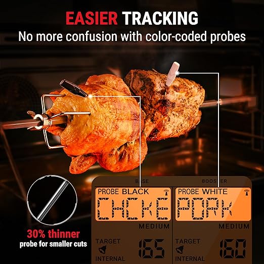 ThermoPro TempSpike 2000FT Wireless Meat Thermometer Digital with 2 Ultra-Thin Meat Probe, Grill Thermometer Wireless for Rotisserie, Smoker, BBQ, Grill, Turket, Kitchen Cooking Thermometer