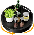 Lazy Susan Organizer Homerays 12 Inch Non-Skid Bamboo Lazy Susan for Kitchen Rotating Spice Rack with Handles, Wood Turntable for Kitchen Cabinet,Countertop (Black, Medium)