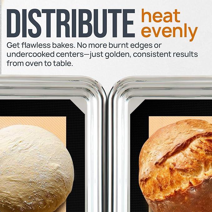 Zulay Kitchen Silicone Baking Mat 2-Pack (16.5"x11.6") – Reusable Nonstick Silicone Baking Sheets for Oven, Pastry, Cookies & More – Easy to Clean, Heat Resistant (Black)