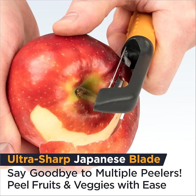 Deiss PRO Swivel Vegetable Peeler - Sharp Japan Stainless Steel Peeler With Easy Non-Slip Hand Grip, Potato Peelers For Kitchen, Fruit, Carrot, Apple, Veggie, Kiwi, Durable, Dishwasher Safe
