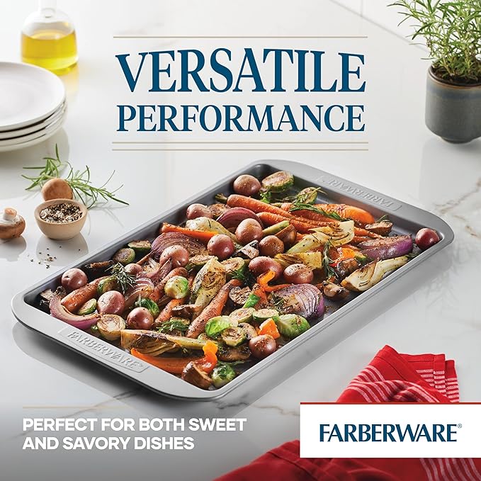 Farberware Nonstick Bakeware Set, Nonstick Cookie Sheets / Baking Sheets - 2 Piece, Gray