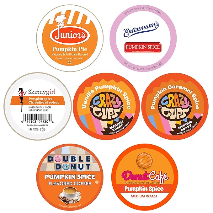 Perfect Samplers Pumpkin Spice Coffee Pods Variety Pack, Medium Roast Fall Coffee for Keurig K Cups Machines, Pumpkin Party Sampler, 30 Count