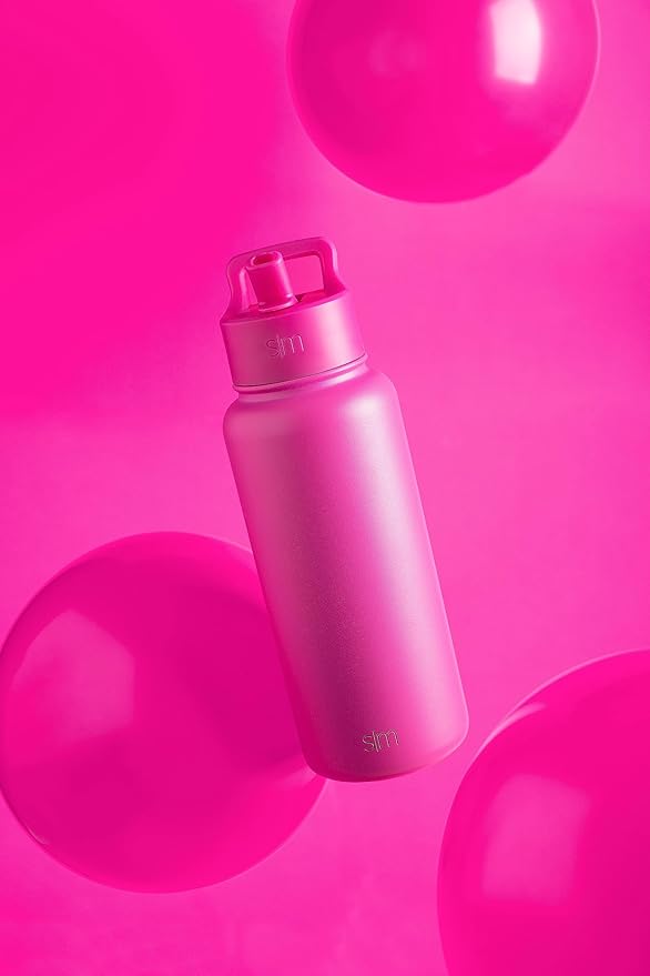 Simple Modern Water Bottle with Straw and Chug Lid Vacuum Insulated Stainless Steel Metal Thermos | Reusable Leak Proof BPA-Free Flask for Sports | Summit Collection | 32oz, Raspberry Vibes