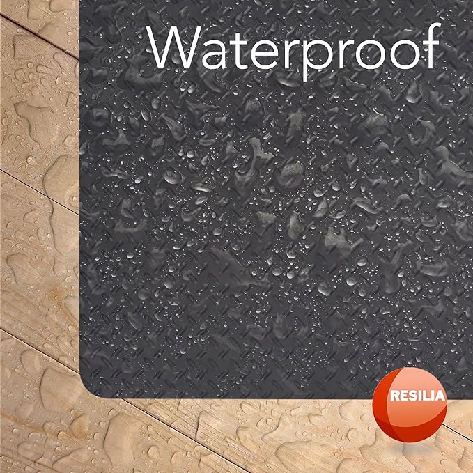 RESILIA Large Under Grill Mat – Heavy Duty, Reusable Outdoor Floor Protector Mats for Deck, Patio, & Garage – 36 Inch x 48 Inch, Silver Diamond Plate, Made in The USA