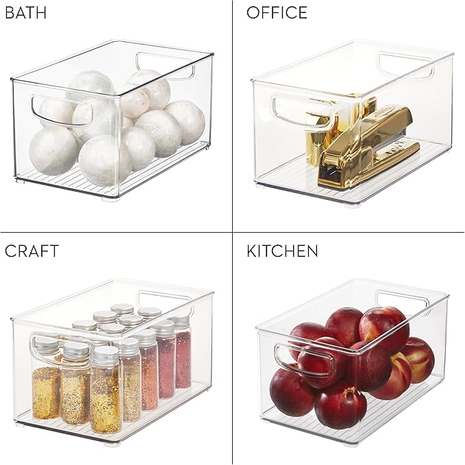 iDesign Stackable Clear Plastic Bin - Kitchen Organizers and Storage for Fridge and Pantry