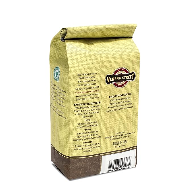 Verena Street 11 Ounce Whole Bean Coffee, Dark Roast, 100% Sumatra, Rainforest Alliance Certified Arabica Coffee
