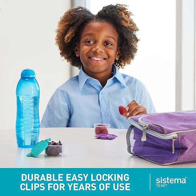 Sistema To Go Collection Mini Knick Knack Snack Container, 2 oz./60 mL, Pink/Green/Blue/Purple, 4 Count