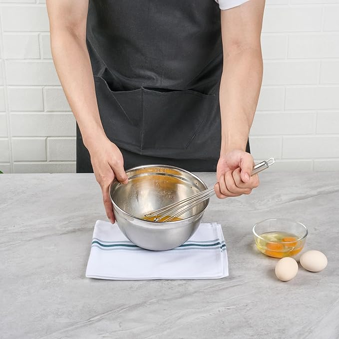 Restaurantware-German Standard 12.6 Inch Ball Whisks, 6 Dishwashable Kitchen Whisks - Ergonomic Handle, Durable, Stainless Steel Manual Egg Beater, Suitable For Whisking, Stirring, Mixing, Beating