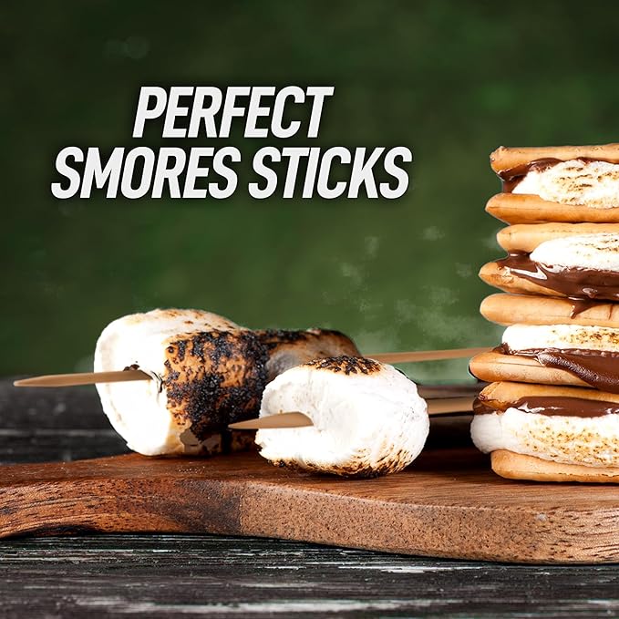 Zulay Kitchen 120 Pack Bamboo Wooden Skewers - 17.5" Marshmallow Roasting Sticks & Barbeque Skewers For Campfire - Authentic Bamboo Sticks & Smores Sticks For Grilling Hotdogs, Kabobs, BBQ, & More