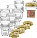 Bormioli Rocco Quattro Stagioni Glass Jars (Set of 12) - 9.25 Oz Stackable Storage Jars with Wide Mouth & Aluminum Lids - Glass Containers for Preserving, Serving, Organizing - Made in Italy