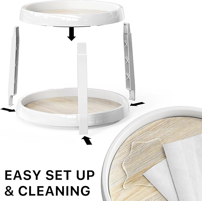 Simple Houseware 2-Tier Lazy Susan Spice Organizer, 10-Inch Diameter, Maple