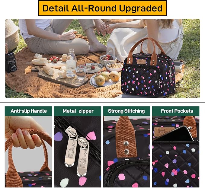 HOMESPON Lunch Bag for Woman Man Adults with Front Pocket Insulated Lunch Tote Lunch Box Container for Work Picnic or Travel(Purple)