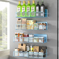 Magnetic Spice Rack for Refrigerator, 4 Pack 100% Metal Strong Magnet Fridge Shelves, Space Saving Spice Organizer, No Drilling Moveable Home Kitchen Laundry Room Storage Organization, Blue