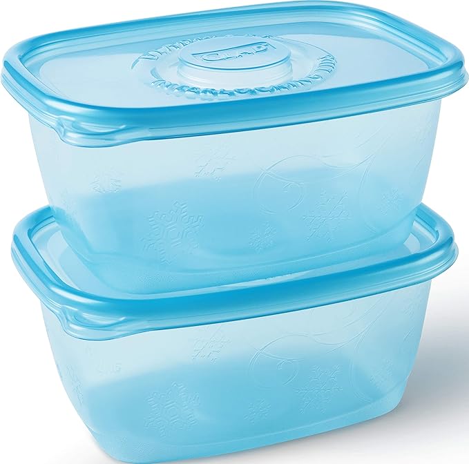Gladware Freezerware Food Storage Containers, Large Rectangle Holds 64 Ounces of Food, 2 Count Set | Tupperware, Plastic Food Container, Meal Prep Container, Plastic Containers with Lids