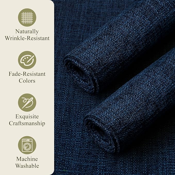 KXN Placemats Set of 8, Dual-Layer Thickened Faux Linen Table Mats, Heat Resistant & Wrinkle-Free, Machine Washable Cloth Place Mats for Kitchen Dining Indoor Outdoor (Navy Blue)