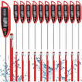 12 Set Waterproof Food Thermometer for Water, Liquid, Candle and Cooking Digital Meat Thermometer with Long Probe Instant Read for Kitchen BBQ Grill Candy (Red)
