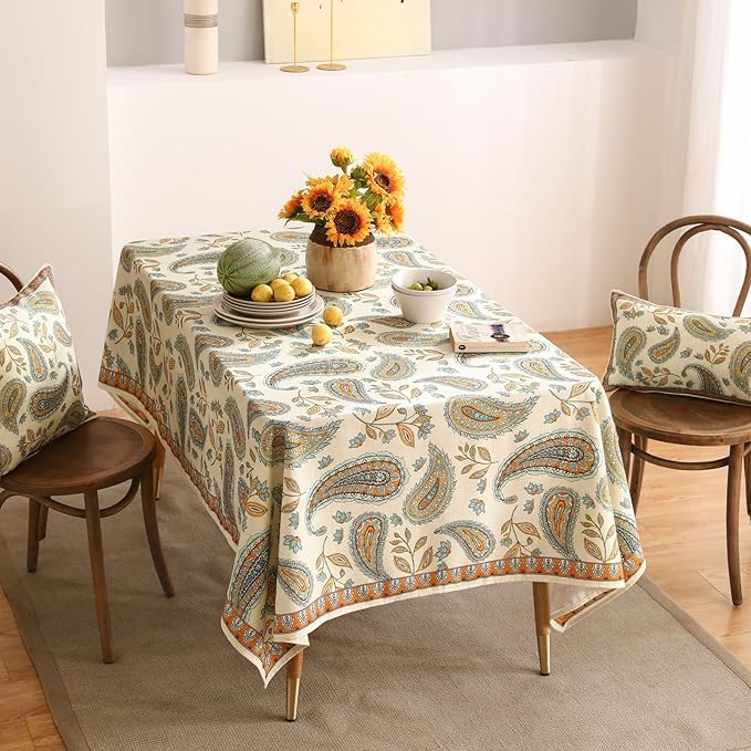 patdrea Designer Vintage Floral Tablecloth for Square Table,Linen Breathable Durable French Table Cloth,Durable Cover for Kitchen Dining,Christmas,Thanksgiving,Tea Party,67"x67"-Lysaniya