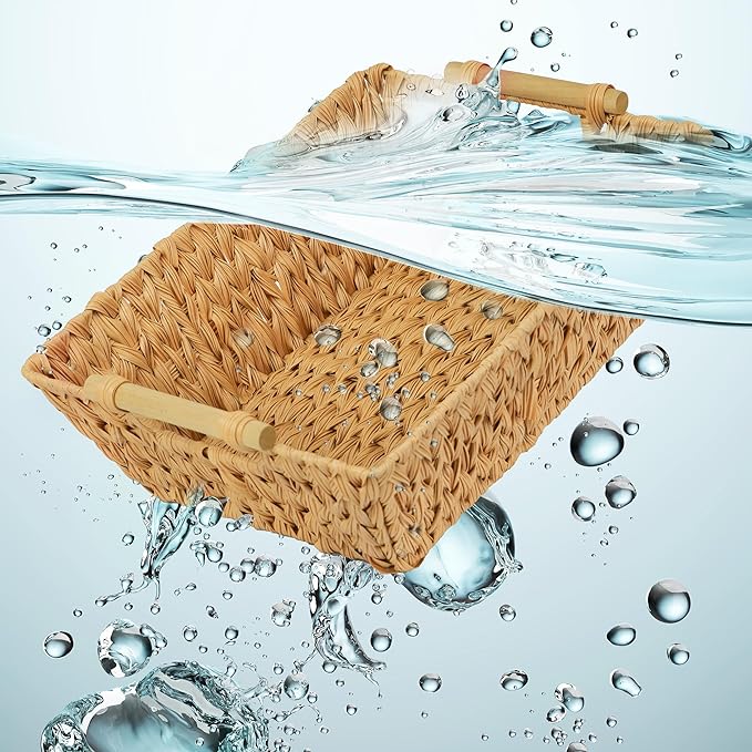 GRANNY SAYS 2-Pack Wicker Storage Baskets, Wicker Baskets for Organizing, Large Basket with Handles, Waterproof Woven Basket, Storage Baskets for Shelves