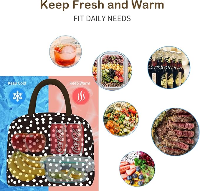 DALINDA Lunch Bag Lunch Box for Women Men Reusable Insulated Lunch Tote Bag,Leakproof Thermal Cooler Sack Food Handbags Case High Capacity for Travel Work Picnic Beach