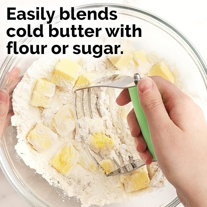 Professional Dough Blender, Pastry Cutter Stainless Steel, Heavy Duty Pastry Blender and Dough Cutter with Blades by Zulay Kitchen - Light Green
