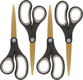 Westcott 55848 8-Inch Titanium-Bonded Scissors For Office and Home, Black/Gold, 4 Pack