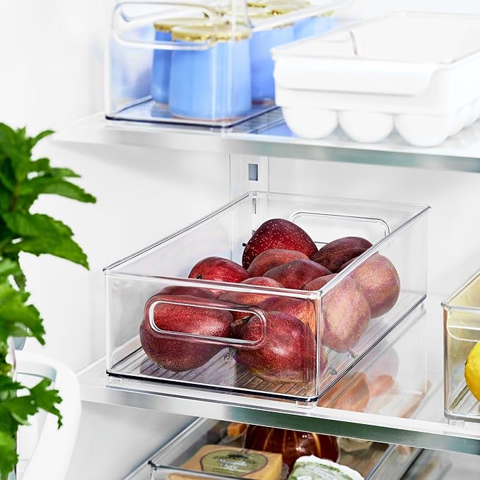 iDesign Stackable Fridge Bin - Kitchen Storage Bin for Pantry, Cabinets, or Fridge, Set of 6, Clear