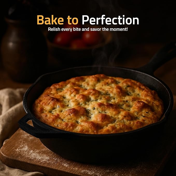 Utopia Kitchen Cast Iron Skillets 12 Inch, Chef's Pan, Pre-Seasoned Frying Pan, Stovetop, Oven, Campfire and Grill Large Skillet, Even Heat Distribution Multipurpose Cast Iron Pan - Black