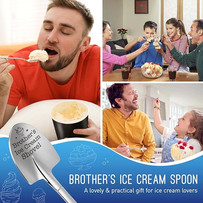 Funny Dad's Ice Cream Shovel Gifts for Brother Valentines for Him from Sister, Unique Brother Birthday Presents for Men Adult Brother Half Brother Father's Day