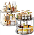 LAMU 2 Pack 2 Tier Lazy Susan Turntable Organizer 10.6'' Rotating Spice Rack Organization for Cabinet, Kitchen, Pantry, Countertop, Bathroom, Vanity, Medicine Cabinet Organizer, Grey