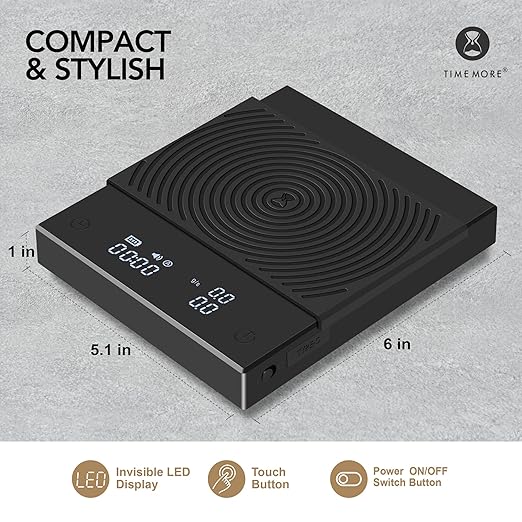 TIMEMORE Black Mirror Basic 2 Coffee Scale with Timer, 2kg/0.1g High Precision Kitchen Scale, Espresso Scale with Flow Rate Function, Digital Coffee Scale for Pour Over Drip Coffee with Silicone Cover