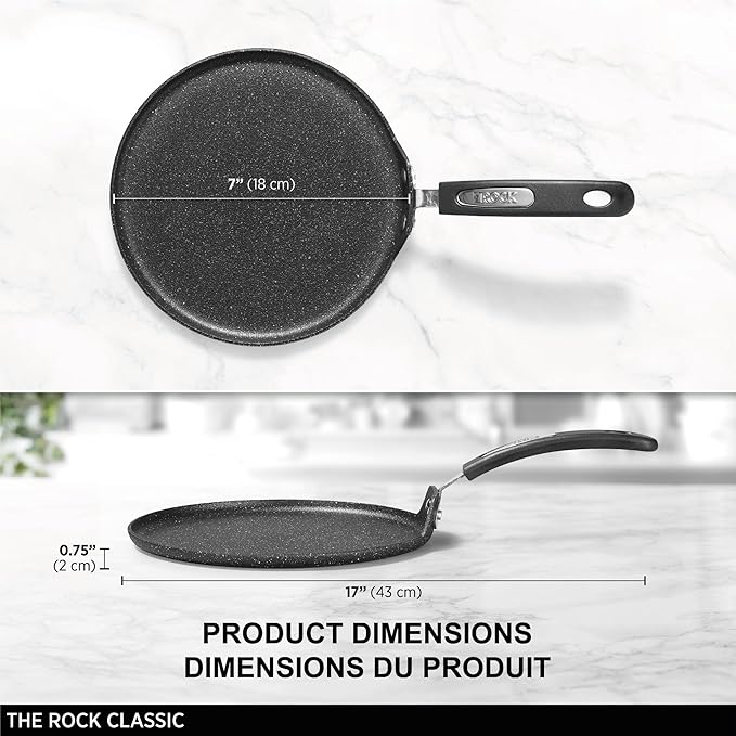 Starfrit The Rock 26cm (10") Non-Stick Multi Pan - Tawa - Durable Forged Aluminum - Oven Safe - PFOA Free - Easy to Clean - Black