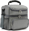 FlowFly Double Layer Cooler Insulated Lunch Bag Adult Lunch Box Large Tote Bag for Men, Women, With Adjustable Strap,Front Pocket and Dual Large Mesh Side Pockets