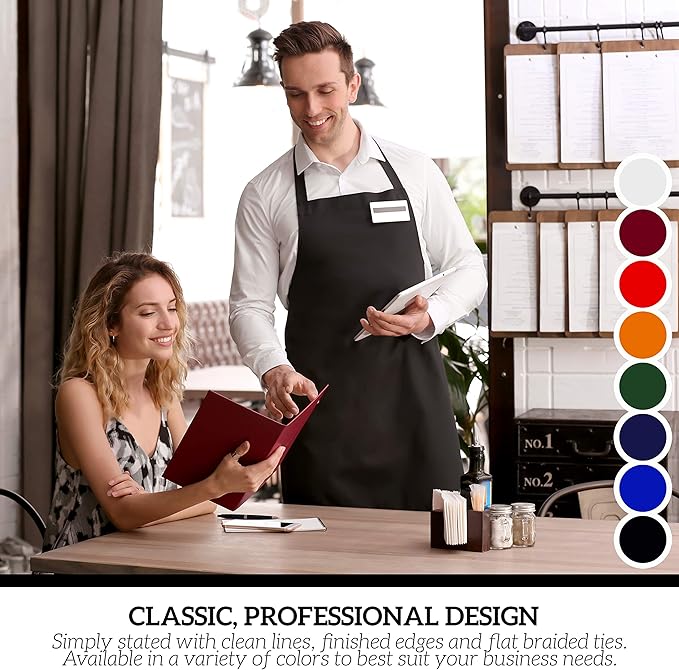 GREEN LIFESTYLE 12 Pack Professional Chef Apron – Grilling Aprons for Men, Waterproof Cooking Aprons for BBQ, Work or Restaurant Use, Kitchen Aprons for Women – Green, No Pockets