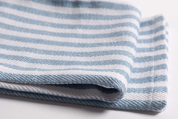 KAF Home Premium Kitchen Towels (18" x 28"), Large 100% Cotton, Flat & Terry Absorbent Dish Towel Set (Faded Denim, 18 x 28-6 Pack)