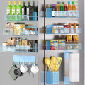Magnetic Spice Rack for Refrigerator, 10 Pack 100% Metal Strong Magnet Shelf, Moveable Spice Organizer W/ Adjustable Paper Towel Holder, Hook Rack & Utensil Caddy, Home Kitchen Laundry Storage, Blue