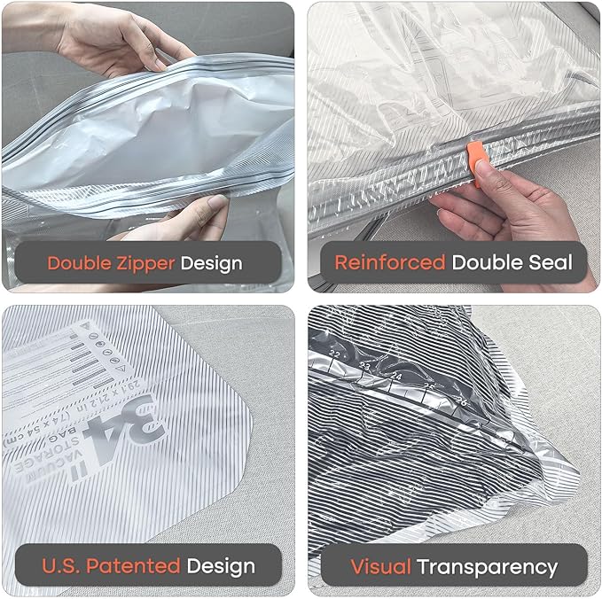 Vacuum Seal Bags for Clothing with Rechargeable Cordless Pump, 12 Pack Compression Packing Bags, Space Saver Storage for Seasonal Clothes Bedding Blanket Pillows Comforters Luggage Travel