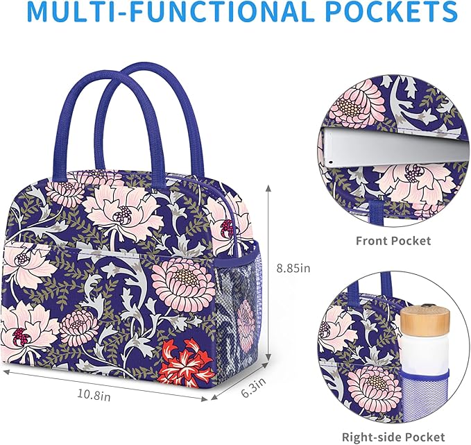 DALINDA Lunch Bag Lunch Box for Women Men Reusable Insulated Lunch Tote Bag,Leakproof Thermal Cooler Sack Food Handbags Case High Capacity for Travel Work Picnic Beach,Orchid3