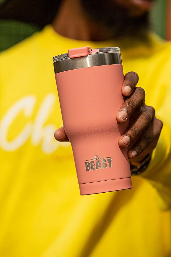 Beast 20 oz Tumbler Stainless Steel Vacuum Insulated Coffee Ice Cup Double Wall Travel Flask (Blossom Pink)