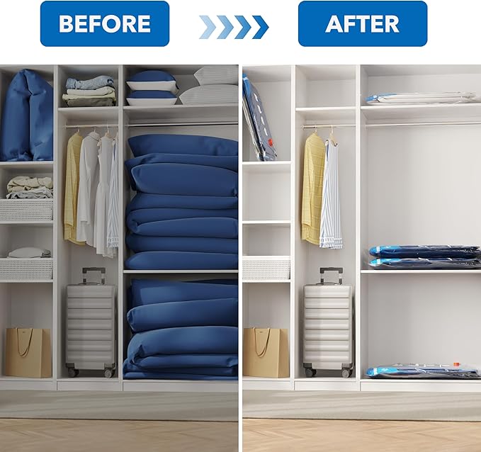 Vacuum Storage Bags with Electric Air Pump 24 Combo (5 Jumbo/5 Large/5 Medium/5 Small/4 Roll), Plastic Packaging Bags,Space Saver Sealer Bags for Clothes, Pillows, Comforters, Blankets, Bedding