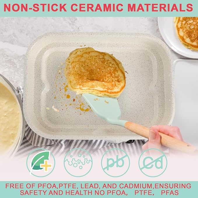 FG551 Upgraded Ceramic Griddle Pan for Ninja Foodi FG551/DG551 Smart XL 6-in-1 Grill Accessories, Non-Stick Flat Top Griddle Plate for Ninja Foodi DG551 Parts, 100 PCS Parchment Perforated Paper