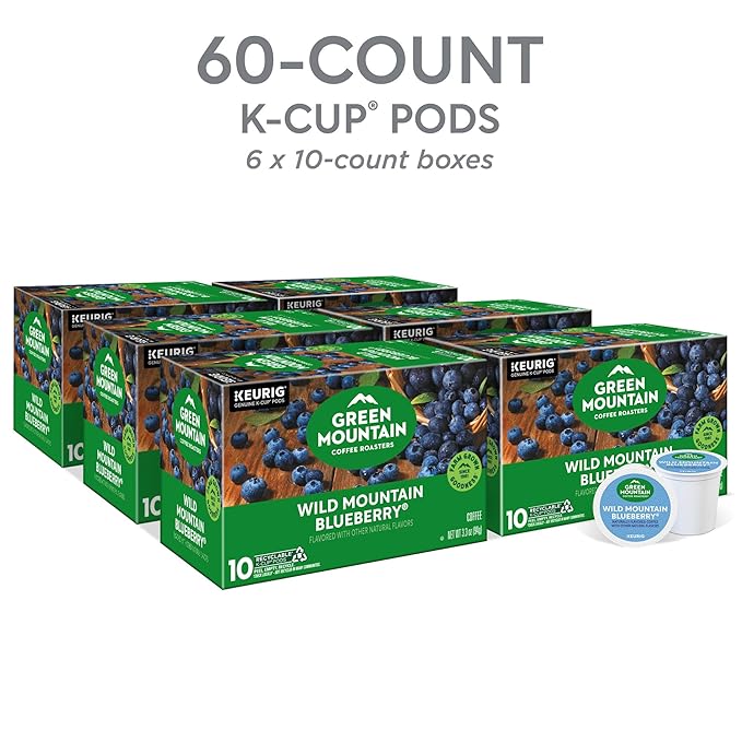 Green Mountain Coffee Roasters Wild Mountain Blueberry Keurig Single-Serve K-Cup pods, Light Roast Coffee, 60 Count (6 Packs of 10)