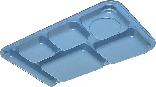 Carlisle FoodService Products Plastic Meal Tray Righ-Handed Heavyweight Lunch Tray with 6-Compartments for Schools, Cafeterias, and Dining Halls, Melamine, 15 x 9 Inches, Sandshade, (Pack of 12)