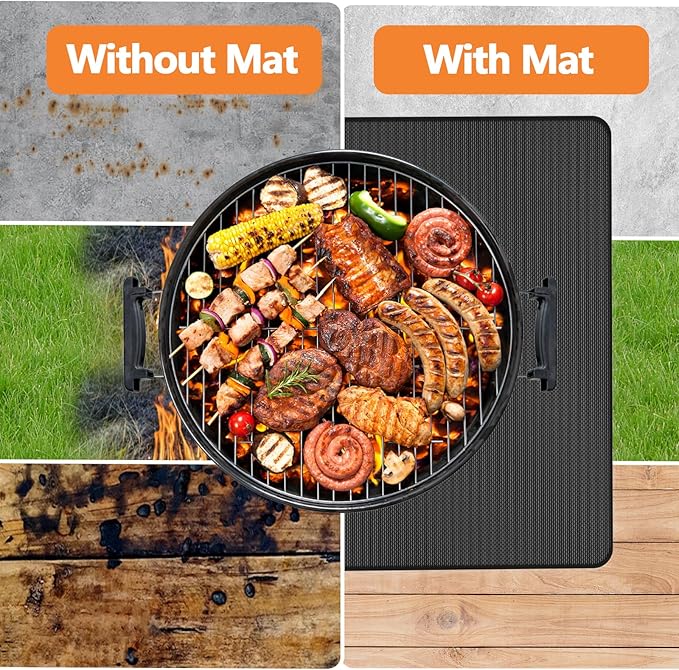 76x48in Under Grill Mats for Outdoor Grill,Waterproof,Oilproof and Fireproof Fire Pit Mat,BBQ Matt for Under Grill,Indoor Fireplace Mat，BBQ Protector for Decks and Patios