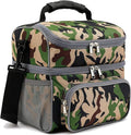 FlowFly Double Layer Cooler Insulated Lunch Bag Adult Lunch Box Large Tote Bag for Men, Women, With Adjustable Strap,Front Pocket and Dual Large Mesh Side Pockets