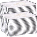 Hinwo 102L XXL Storage Bins, 2-Pack Closet Organizers and Storage, Foldable Clothes Storage Baskets with Handles, Containers for Clothing, Blanket, Comforters, Toys, Bedding (Black Stripe)