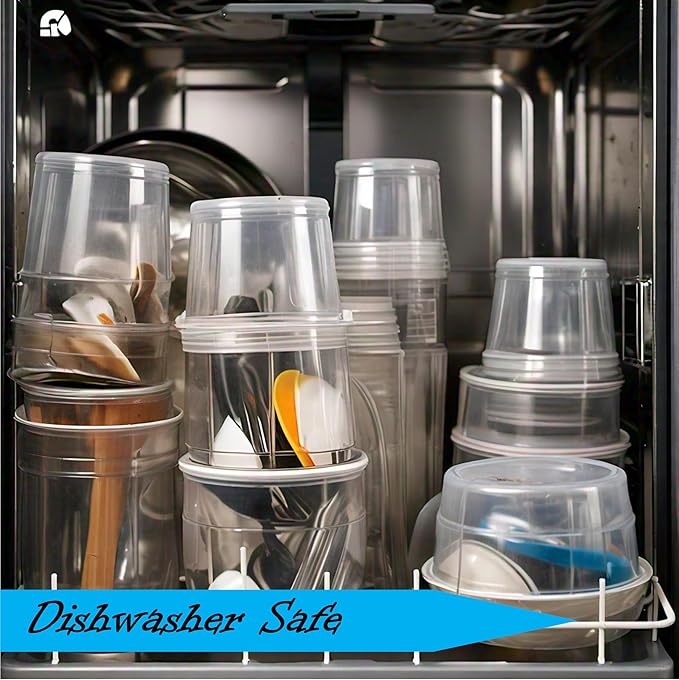 Mr Miracle 8OZ Deli Containers with Lids - 15 Pack of 8 oz Clear Airtight Reusable Plastic Food and Multi-Purpose Deli Containers - Microwave, Freezer, and Dishwasher Safe
