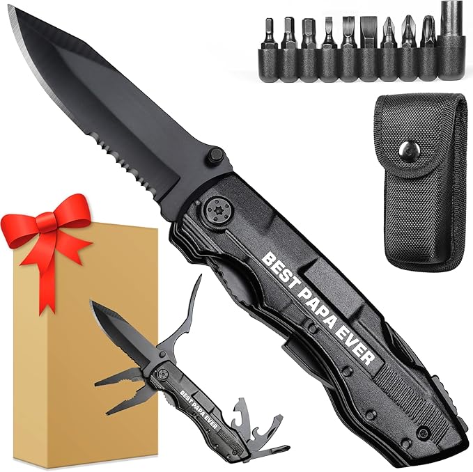 Papa Gifts, "BEST PAPA EVER"Multitool Knife, Papa Christmas Gift, Papas Fathers Day Birthday Gifts, Papa’s Gift from Grandchildren, Present Idea for Papas, Best Papa’s Presents