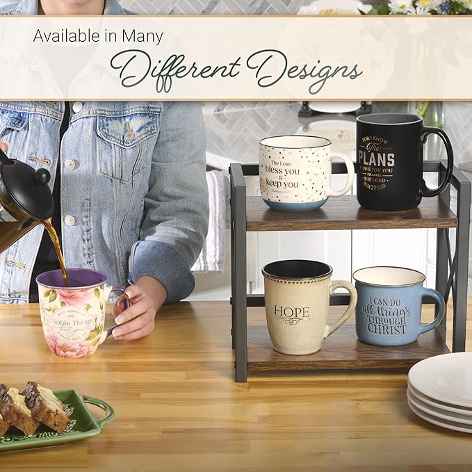 Christian Art Gifts Blue Camp Style Ceramic Coffee Mug – 13 oz. Microwave and Dishwasher Safe Inspirational Scripture Coffee & Tea Mug with Bible Verse: I Can Do All Things Through Christ – Phil. 4:13